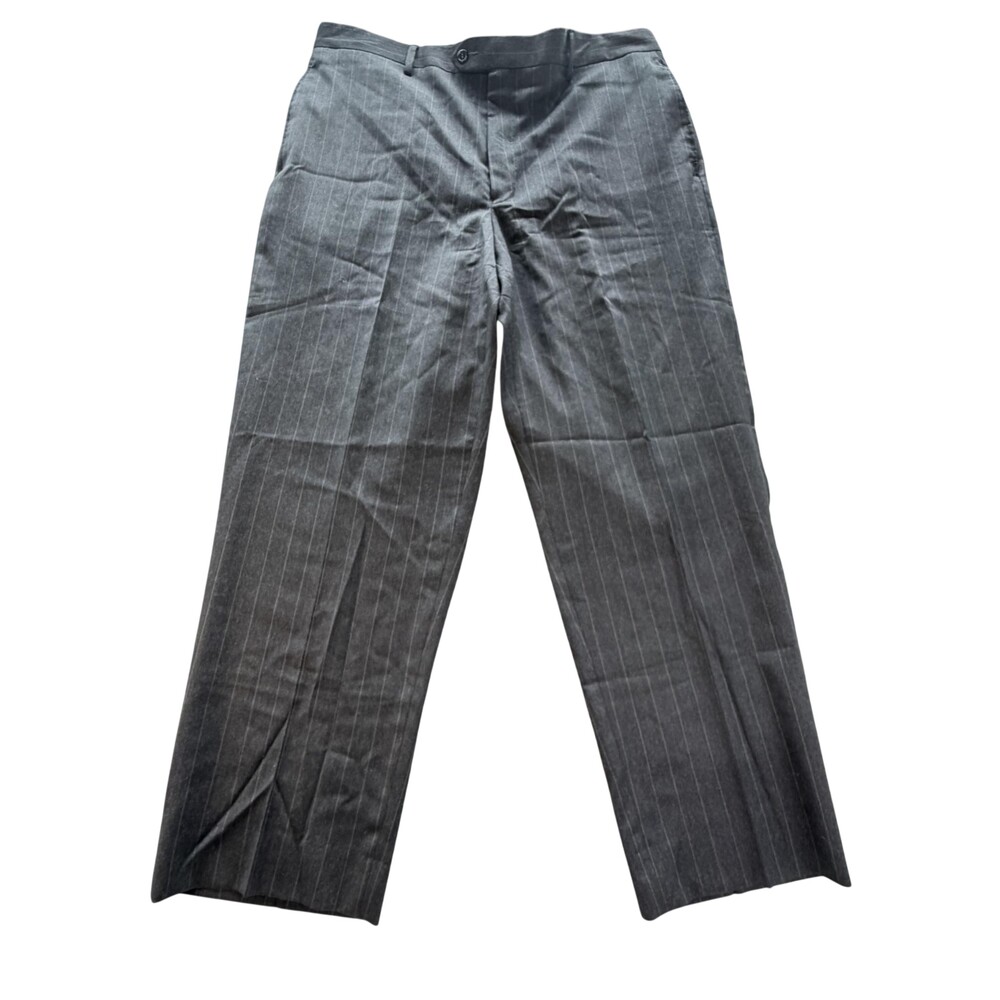 Jos. A. Bank Pants Mens 36x28 Gray Pinstripe Flat Front Dress Slacks Classic Fit